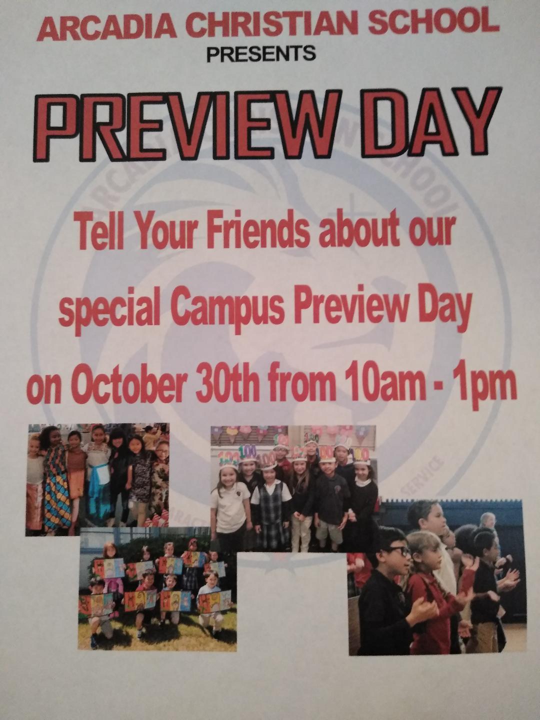 Arcadia Christian School Preview Day!